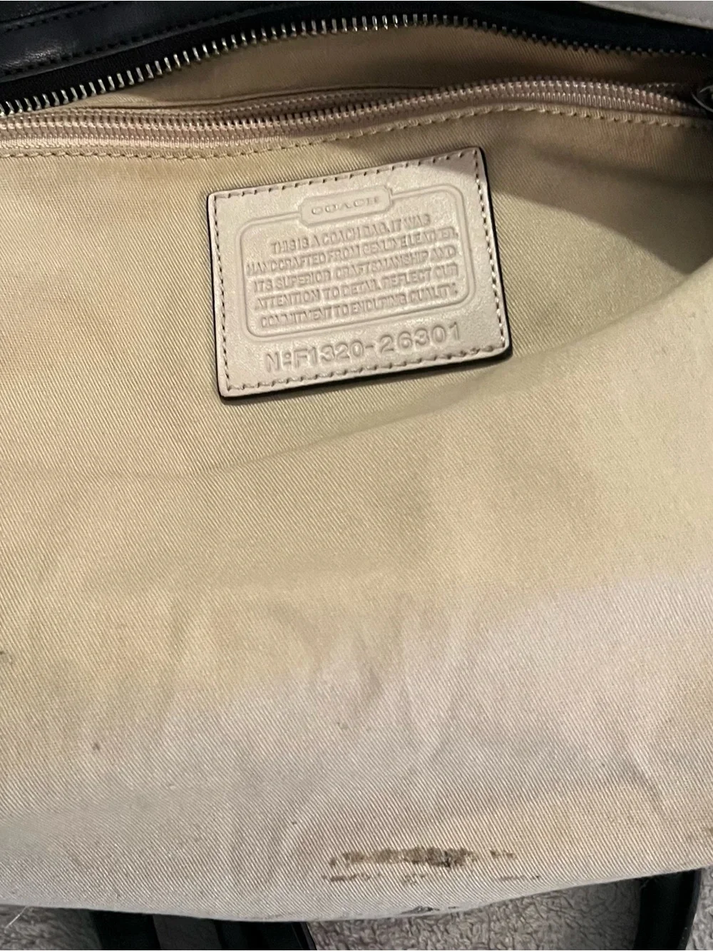 Coach Legacy Two-Tone North South Black and Cream Leather Satchel